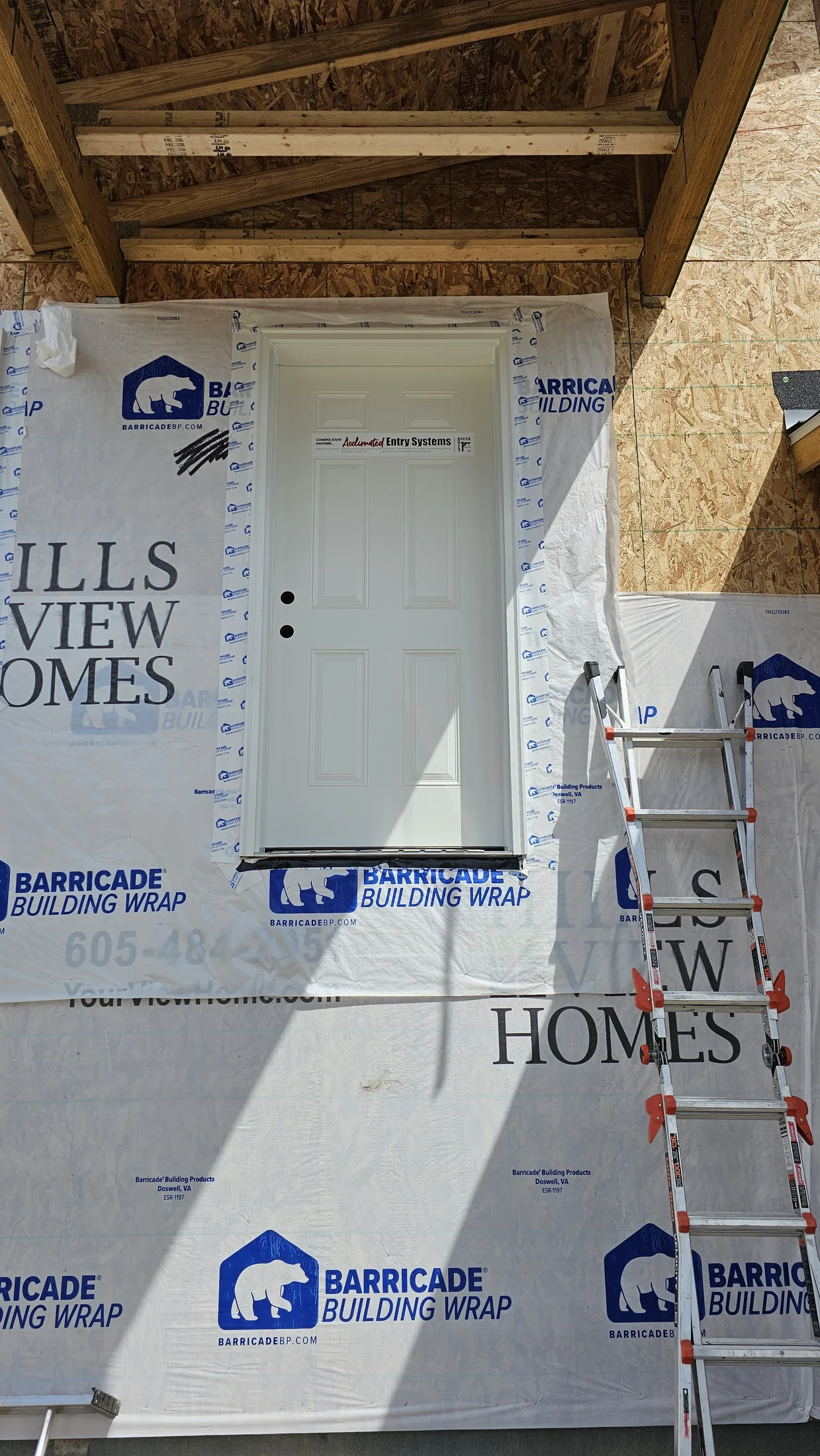 Installed new construction exterior entry door
